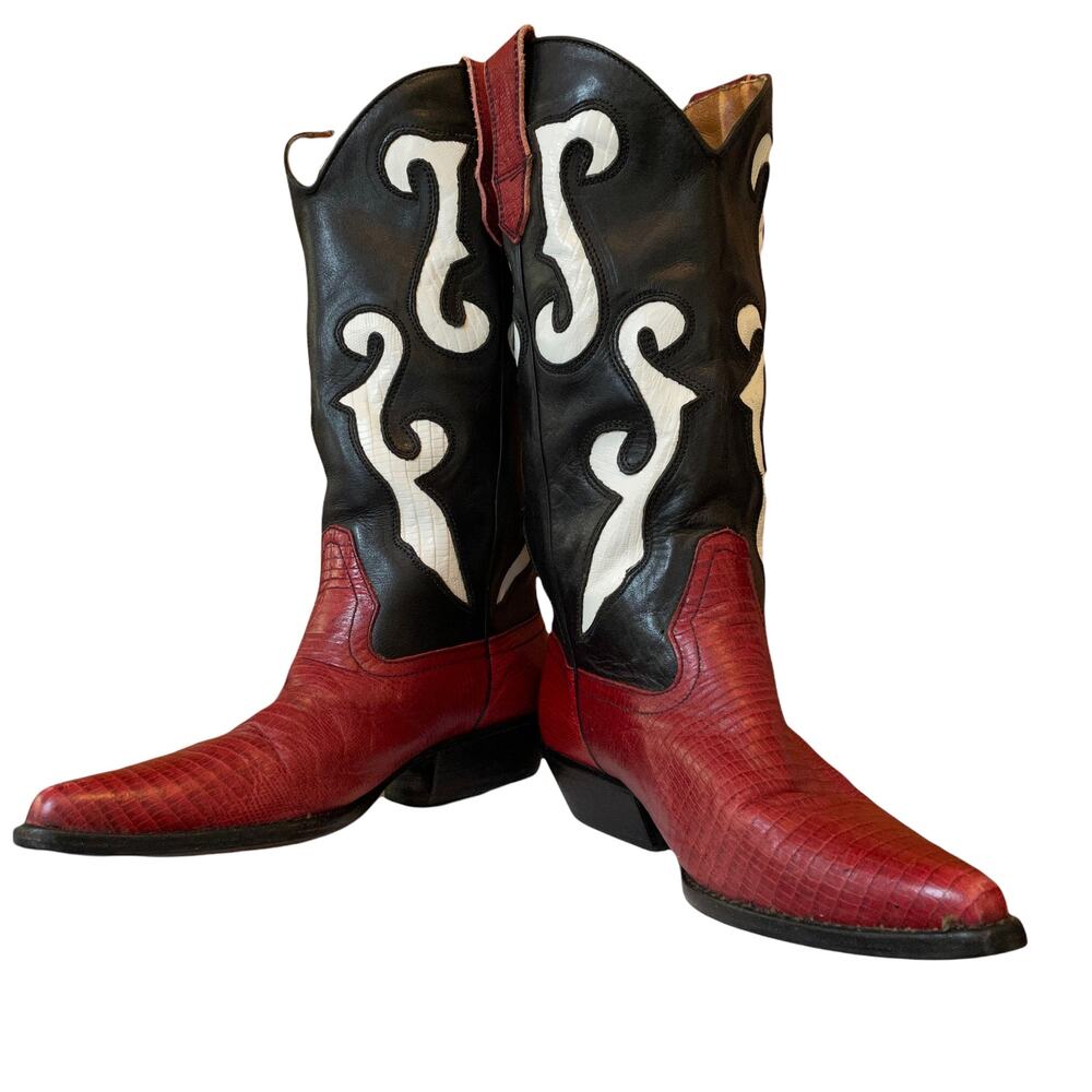 Vintage Nine West Red, Black and White Cowboy Boots size 6